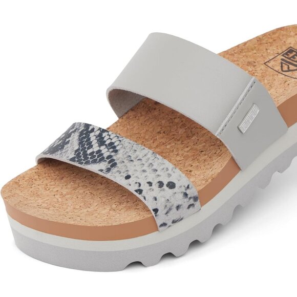 Women's Slide Sandal Snake Duo Open Toe Slip-on Hi Platform Heel Double Strap - Picture 6 of 7